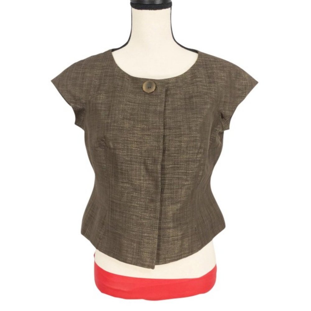 Anne Klein ~ Short Sleeve Lined Button Up Blouse Blazer